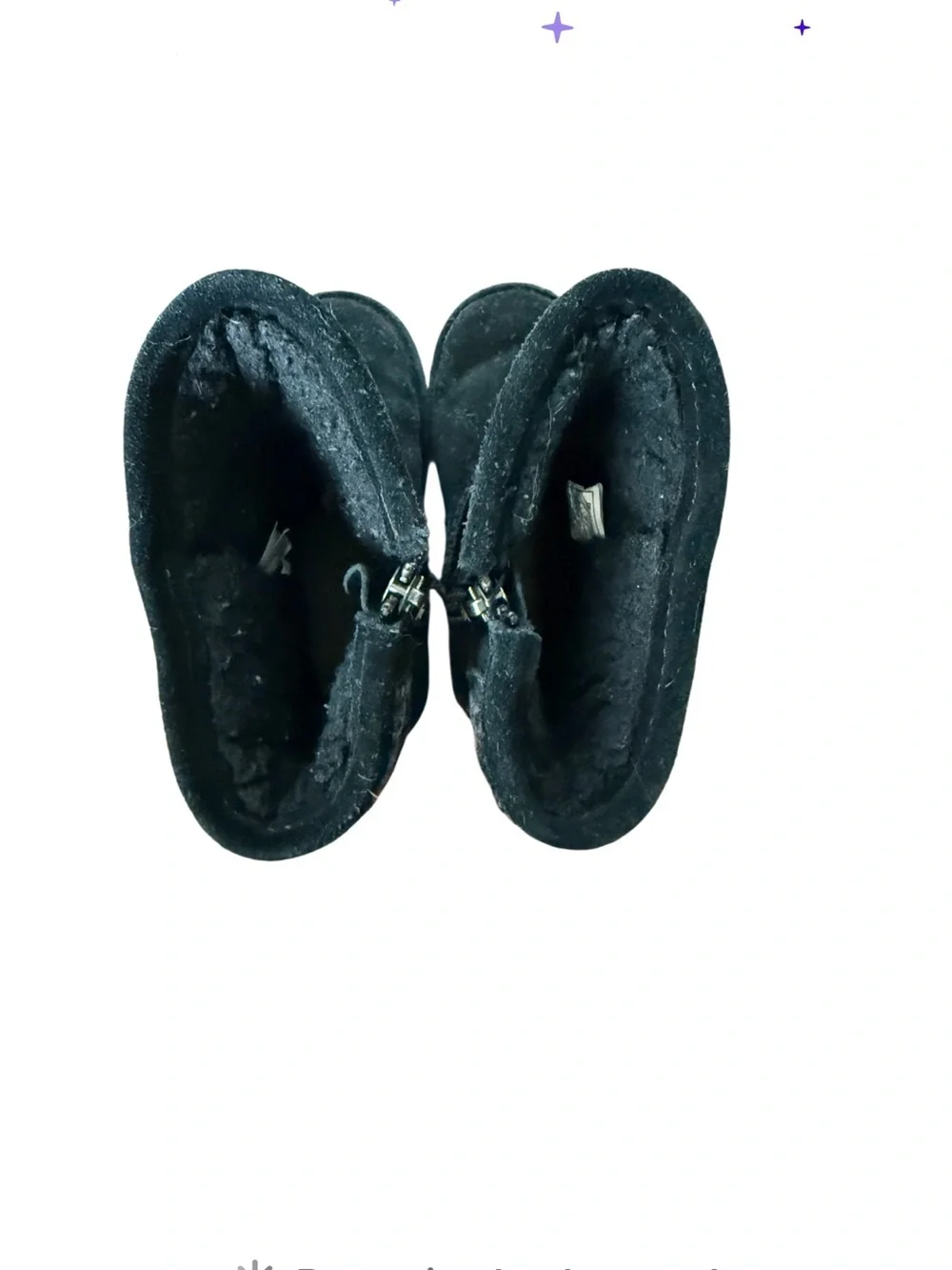 Bearpaw Bodie Toddler Black Suede Knit-Back Winter Shearling Boots-Size 10